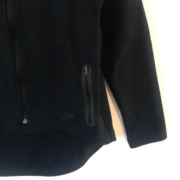 NIKE TECH Black Asymmetrical Zip Hoodie Size Medium - Picture 6 of 7
